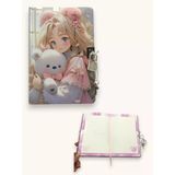 Kore Kız Hatıra Defteri (Günlük) Kilitli Defter 80 yaprak - Pembe