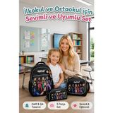 Kore Model 3'lü Set Ilkokul-Ortaokul Çantası Kız, Çocuk Sırt Çantası Okul Çantası, Kızç - Genel - Çok Renkli