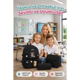 Kore Model 3’lü Set İlkokul-Ortaokul Çantası Kız, Çocuk Sırt Çantası Okul Çantası, KızÇocuk Desenli İlkokul Ortaokul Çantası, Beslenme Çantası, Kalemlik, Kız çocuk okul çantası ilkokul seti (Pembe)