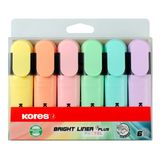 Kores Bright Liner Plus Pastel 6'lı Set Fosforlu Kalem