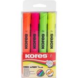 Kores Fosforlu Işaret Kalem Seti 4 Lü 1 Paket - 4 Renk - Karışık-Çok Renkli - Standart