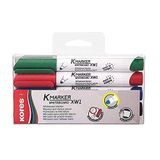 Kores kolay kuruyan tahta Marker Set ile yuvarlak uçlu, 3 mm, siyah/kırmızı/yeşil/mavi