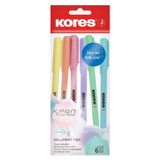 Kores Pastel Gövdeli Tükenmez Kalem Mavi 6 Lı Pake