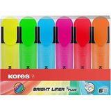 Kores TM36160 fosforlu kalem seti, 6'lı set, parlak kalem, sarı/yeşil/turuncu/pembe/kırmızı/mavi