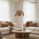 Korfam Home Design Kahverengi & Krem Modern Hazeran Görünümlü Çift Yapraklı Çiçek Şeklinde Bohem Avize - Çok Renkli