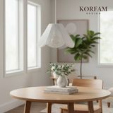 Korfam Home Design Rosalinda Avize - Beyaz Hasır El Yapımı Çiçek Şekilli Bohem Rustik Avize