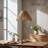 Korfam Home Design Rosalinda Avize - Kahverengi Hasır El Yapımı Çiçek Şekilli Bohem Rustik Avize - Açık Kahverengi