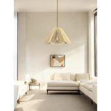 Korfam Home Design Rosalinda Avize - Krem Hasır El Yapımı Çiçek Şekilli Bohem Rustik Avize - Çok Renkli