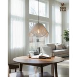 Korfam Home Design Wavy Avize - Beyaz Hasır El Yapımı Bohem Asimetrik Şekilli Rustik Avize