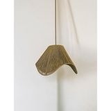 Korfam Home Design Wavy Avize - Yeşil Hasır El Yapımı Bohem Asimetrik Şekilli Rustik Avize