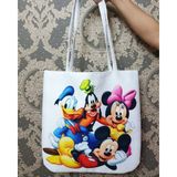 Körfez Kırlent Disney Baskılı Kumaş Heybe Çanta - Renkli