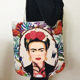 Körfez Kırlent Frida Goblen Dokuma Kumaş Heybe Çanta - Renkli