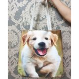 Körfez Kırlent Köpek Baskılı Kumaş Heybe Çanta - Renkli