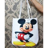 Körfez Kırlent Mickey Mouse Baskılı Kumaş Heybe Çanta - Renkli