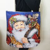 Körfez Kırlent Noel Baba Goblen Dokuma Kumaş Heybe Çanta - Renkli