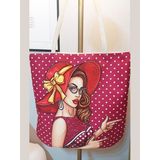 Körfez Kırlent Popart Baskılı Kumaş Heybe Çanta - 43x43cm - Çok Renkli
