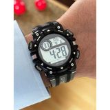 Korikom Dijital Su Geçirmez SPEC000617 Alarm, Kronometre, LED Erkek Kol Saati - Siyah - Gümüş
