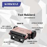 Korkmaz 1800 W Tost Makinesi - Rose Gold
