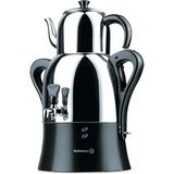 Korkmaz A341 Çaykolik 1.1 lt Üst Demlikli Çelik Çay Makinesi Semaver 2000 Watt Siyah Renk