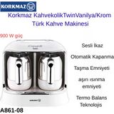Korkmaz A861-08 Kahvekolik Twin Kahve Makinesi Vanilya/Krom + Hassas Mutfak Tartısı Hediye
