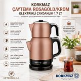 Korkmaz Çaytema Rosagold Krom 1600 W Çelik Çay Makinesi - Kahverengi