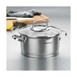 Korkmaz Derin Tencere 16x8 cm Çelik Kaplamalı Inox Malzeme ile Şık Tasarım - 16 cm