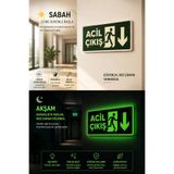 Korkmaz Design Levha Acil Çıkış-EXIT Aşağı Yön Tabelası 12x25 cm Fotolümenli – Karanlıkta Parlayan