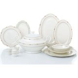 Korkmaz Eliza Collection 60 Parça Beyaz Porselen Yemek Takımı 12 Kişilik Desenli Set