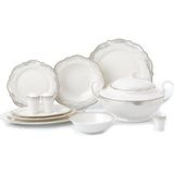 Korkmaz Eliza Collection 60 Parça Beyaz Porselen Yuvarlak Yemek Takımı 12 Kişilik Düz Tema