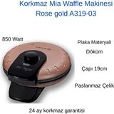 Korkmaz Mia Waffle Makinesi 850 Watt Döküm Alüminyum Yuvarlak Yüzey Şekilleri Ergonomik Tasarım - Rose Gold