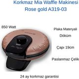 Korkmaz Mia Waffle Makinesi 850 Watt Döküm Alüminyum Yuvarlak Yüzey Şekilleri Ergonomik Tasarım