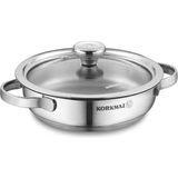 Korkmaz Minika Inox Omlet Tenceresi 14 cm Gümüş Renk Cam Kapaklı Ergonomik Tasarım