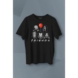 Korku Film Friends Halloween Cadılar Bayramı Baskılı Tişört Unisex T-Shirt - Siyah - XL