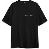 Korku Film Friends Halloween Cadılar Bayramı Sırt Ön Baskılı Oversize Tişört Unisex T-Shirt - Siyah - XL