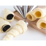 Kornet Kurabiye Şekil Verici - Paslanmaz Korneo Kalıbı 6 Lı - Ahşap