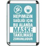 Koronavirüs Güvenlik Uyarı Panosu, Maske Takılması Zorunludur, Sağlık ve Güvenlik Için - Altın - Seçenek 1