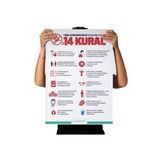 Koronavirüse Karşı 14 Kural Afişi Kendinden Yapışkanlı Folyo 35X50