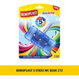 Koroplast 5 Etkili WC Blok 2'li Set, Beyaz Sabun Kokulu Köpüklü Tuvalet Bloğu, Klozet Kireç Karşıtı Karbonatlı Mavi Su, Hijyenik&Temiz Klozet&Tuvalet