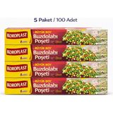 Koroplast Buzdolabı Poşeti Büyük Boy & Orta Boy Seçenekli 5 Paket (Toplam 100 Adet) Gıda Saklama Poşeti Derin Dondurucu Uyumlu