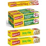 Koroplast Çılgın Paket Buzdolabı Poşeti X2 Pişirme Kağıdı Alüminyum Folyo 15 M Çöp Poşeti X3 - Bej