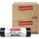 Koroplast Eko Endüstriyel Çöp Poşeti Orta Boy 55 x 60 cm 20 Adet x 100 Rulo - Siyah (2 Koli)