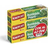 Koroplast Ekonomik Orta Boy Buzdolabı Poşeti 3'lü Set, Orta Boy 60'lı Buzdolabı Torbası, Sızdırmaz Dolap Poşeti Meyve Sebze Yemek Gıda Saklama Torbası