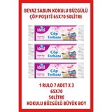 Koroplast Ideal Büyük Boy Büzgülü Sabun Kokulu Çöp Torbası 7li x 3 Rulo 65X70 50LITRE