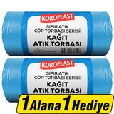 Koroplast Kağıt Atık Çöp Torbası Jumbo Boy 80 Cm X 110 Cm Mavi 10'Lu Paket 1 Alana 1 Hediye