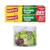 Koroplast Orta Boy Buzdolabı Poşeti Dev Ekonomi 80’li, Yeni Ekonomik Buzdolabı Poşeti Orta Boy 24x38 cm, BPA İçermez, Sızdırmaz Saklama Torbası, Meyve, Sebze, Yemek, Et, Tavuk, Gıda Saklama Torbası