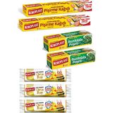 Koroplast Orta Boy Buzdolabı Poşeti X2+Koroplast Hazır Kesim Pişirme Kağıdı X2+Vanilya Büzgülü Çöp Poşeti X3 - Krem Rengi