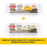 Koroplast Orta Boy Büzgülü Çöp Torbası 15 Adet Vanilya Kokulu +Yasemin Büzg.orta ÇÖP15L 55x60 cm Sızdırmaz Yapı