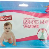 Koroplast Pudra Kokulu Bebe Bezi Torbası 50'li Set, Kokuyu Hapseden Sızdırmaz Kilitli Kirli Bebek Bezi Torbası Poşeti, Islak Kuru Çift Katmanlı Kirli Poşeti, Taşınabilir & Hijyenik Anne Bebek Bakımı