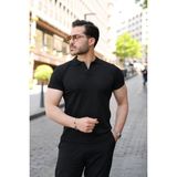 Korpeelektro Erkek Kısa Kollu Yakalı Tişört - Siyah - 2XL