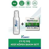 KorPet 2'li Set Kedi Ve Köpek Iç Dış Bitkisel Parazit Bitkisel 1 Damla Ve 1 Tablet Paketi
